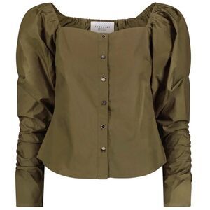 The Shirt by Rochelle Behrens The Editor Shirt Square Neck in Olive Women’s SZ S
